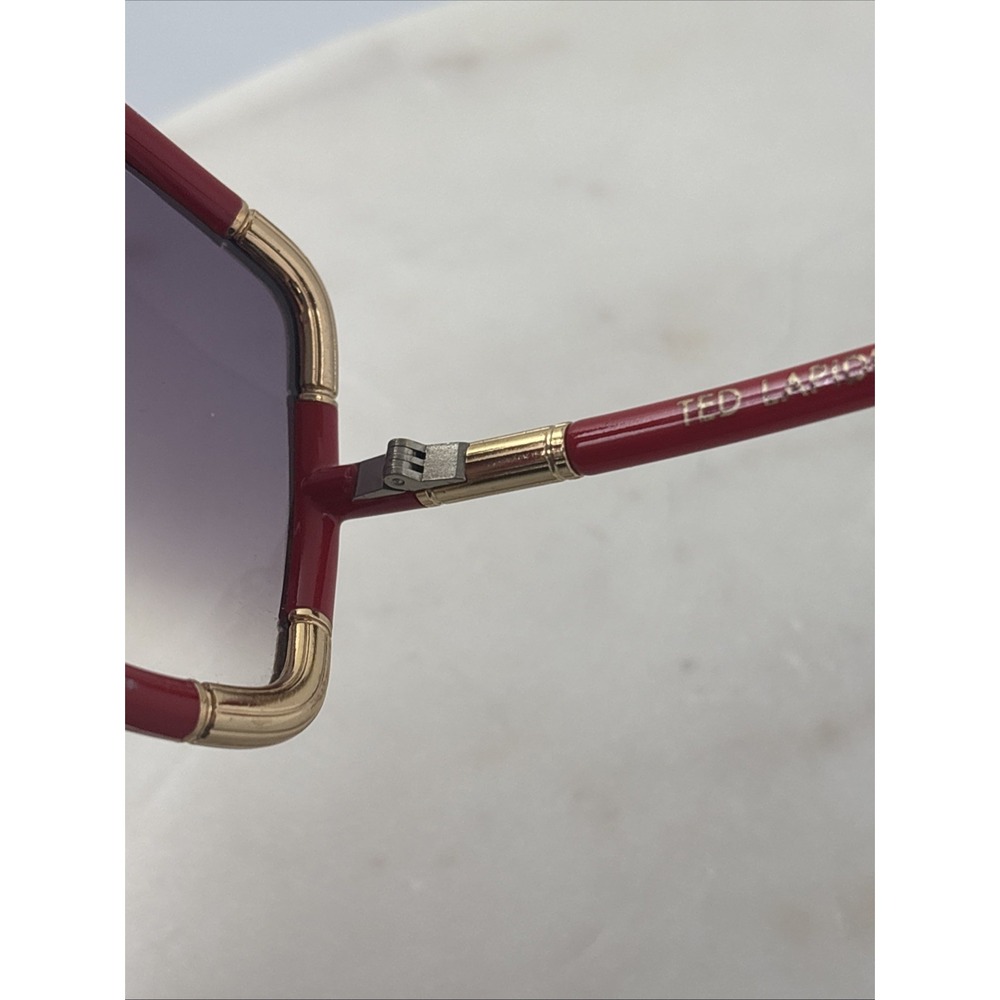 VTG Bold Oversized Ted Lapidus Paris Sunglasses Red Frames Gold-Tone Hardware - Picture 14 of 16